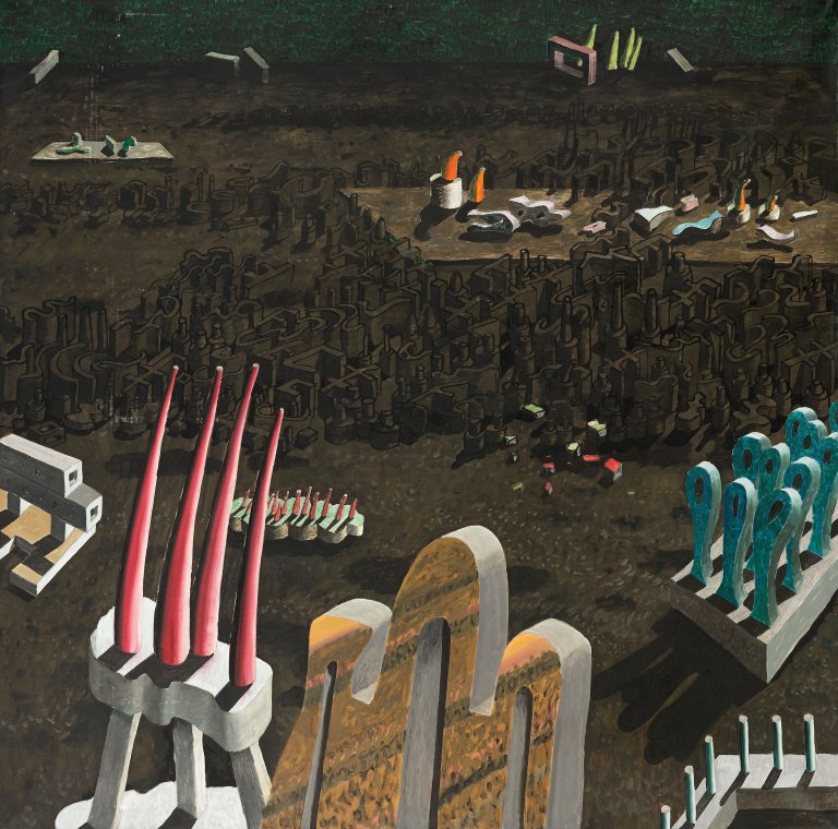 Auf diesem Bild ist das folgende Kunstwerk zu sehen: Ulrich Knispel. „Wegezeichen“. 1977.