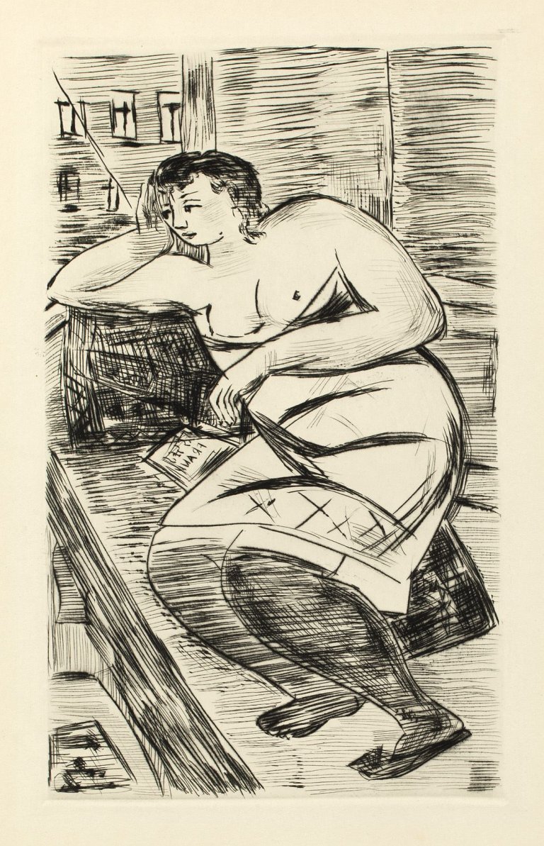 Auf diesem Bild ist das folgende Kunstwerk zu sehen: Max Beckmann. „Liegende Frau“. Um 1929/33.