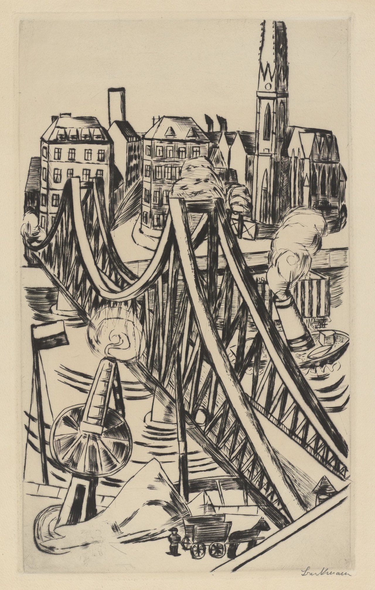 Auf diesem Bild ist das folgende Kunstwerk zu sehen: Max Beckmann. „Große Brücke“. 1922.