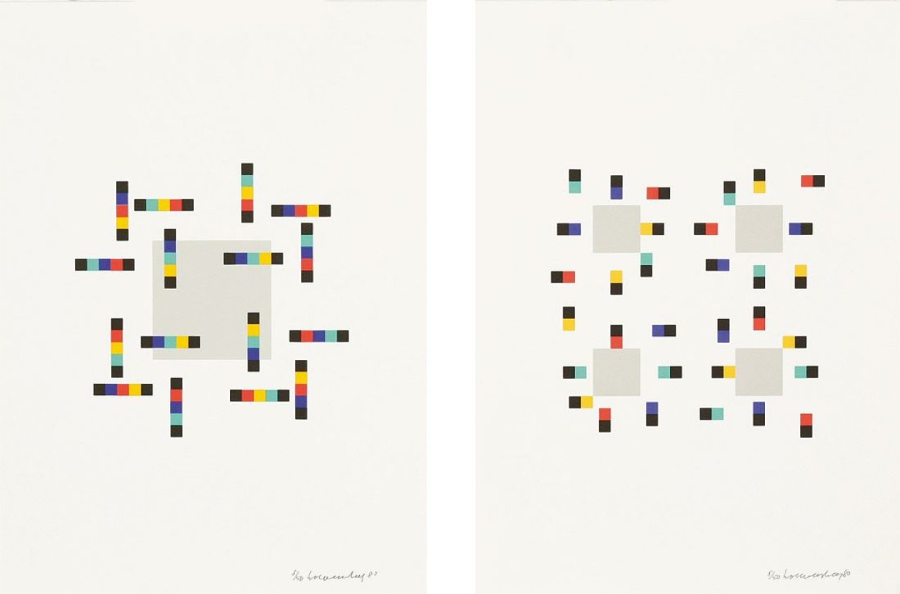 Auf diesem Bild ist das folgende Kunstwerk zu sehen: Verena Loewensberg. „vier variationen um ein quadrat“. 1980.