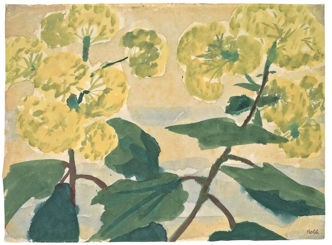 This picture shows the following artwork: Emil Nolde. Blühender Schneeball. Um 1920.