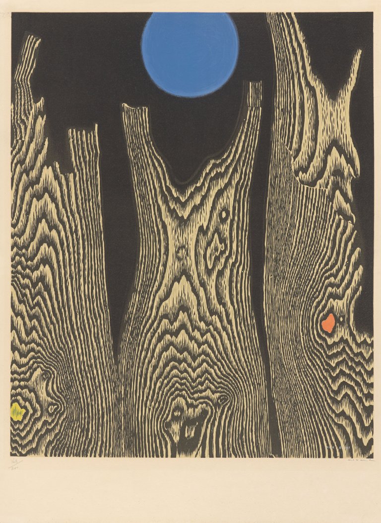 Auf diesem Bild ist das folgende Kunstwerk zu sehen: Max Ernst. „Forêt et Soleil - Der Bretterwald“. 1956.
