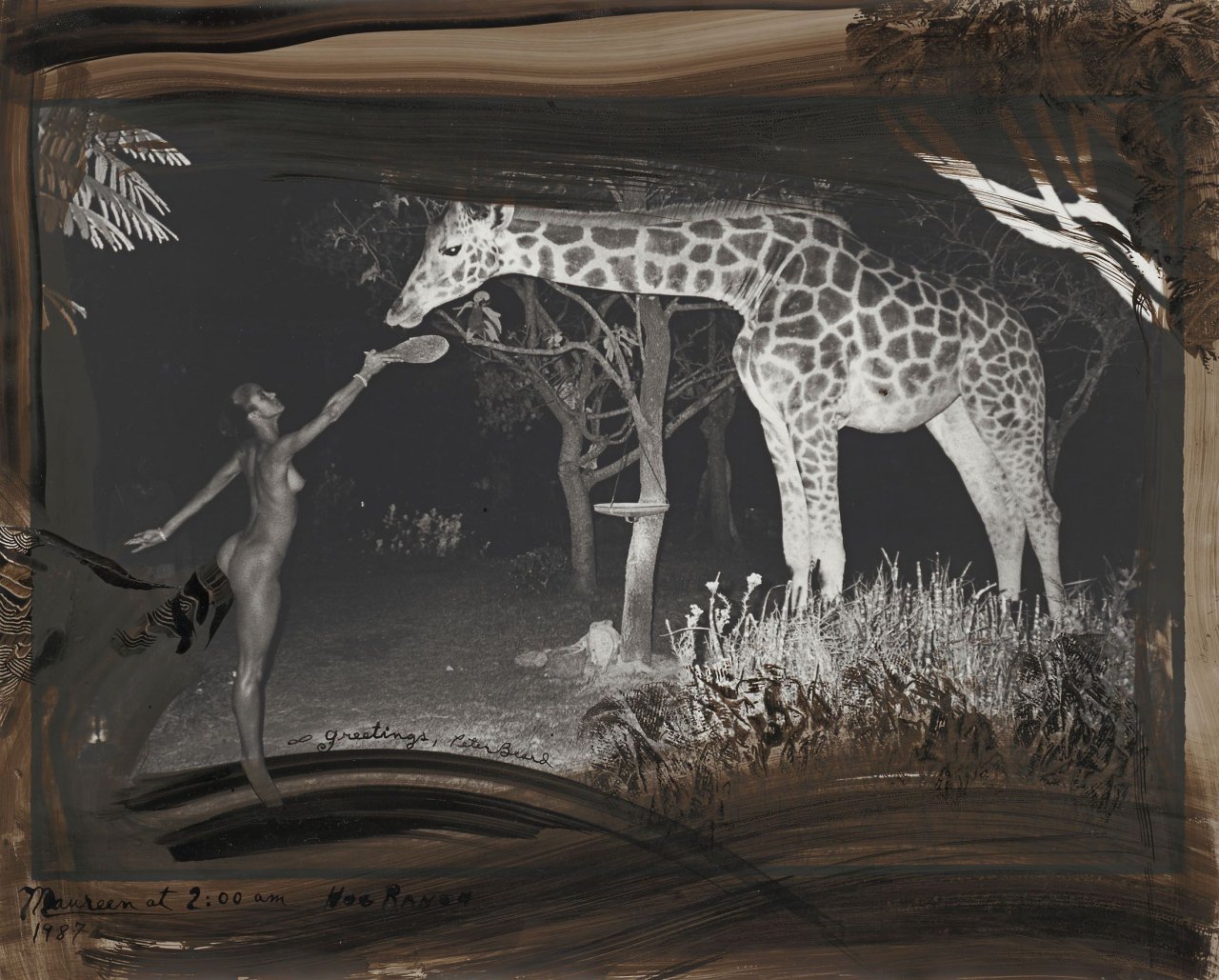 This picture shows the following artwork: Peter Beard. „Maureen at 2:00 am, Hog Ranch“. 1987.