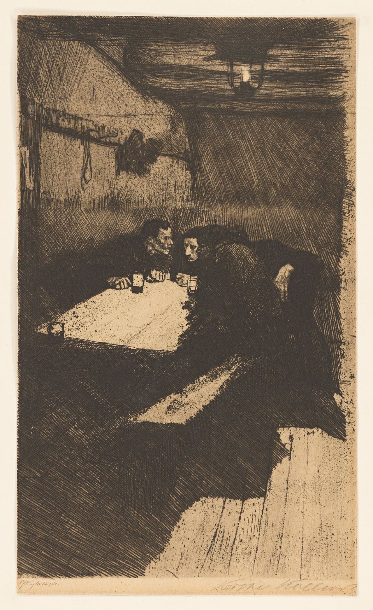 Auf diesem Bild ist das folgende Kunstwerk zu sehen: Käthe Kollwitz. „Beratung“. 1897/1941.