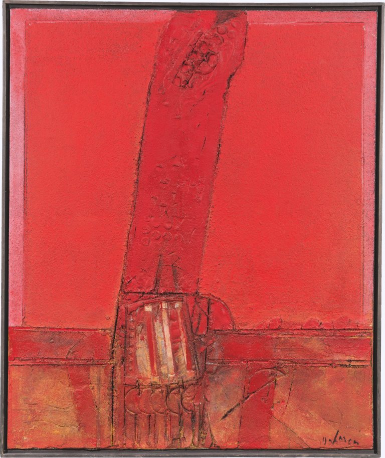Auf diesem Bild ist das folgende Kunstwerk zu sehen: Karl Fred Dahmen. „König Uru - rot“. 1966.