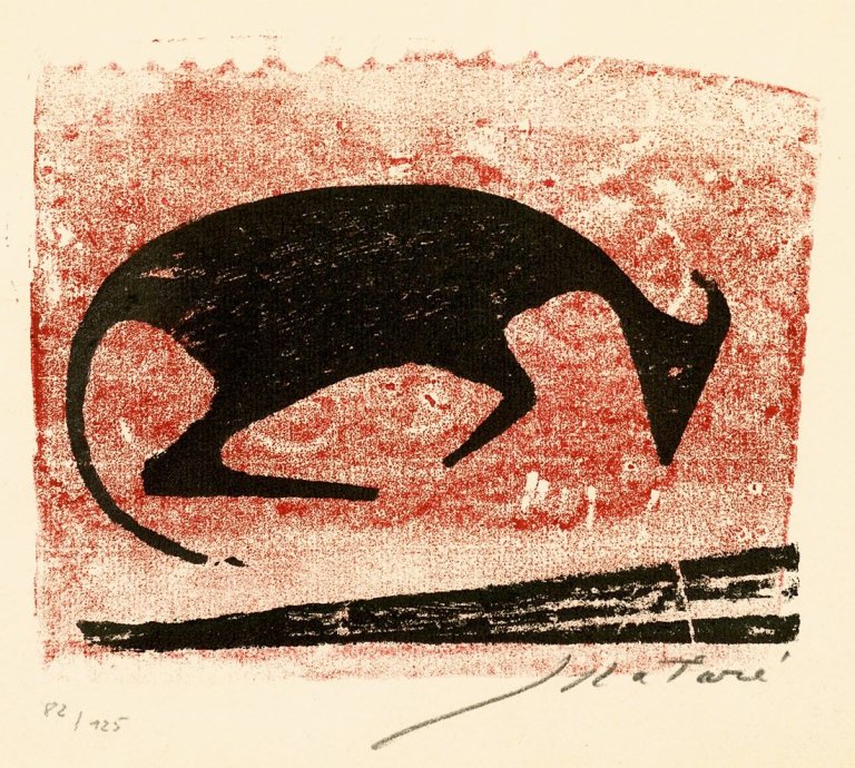 Auf diesem Bild ist das folgende Kunstwerk zu sehen: Ewald Mataré. „Liegende Kuh (nach rechts)“. 1958.