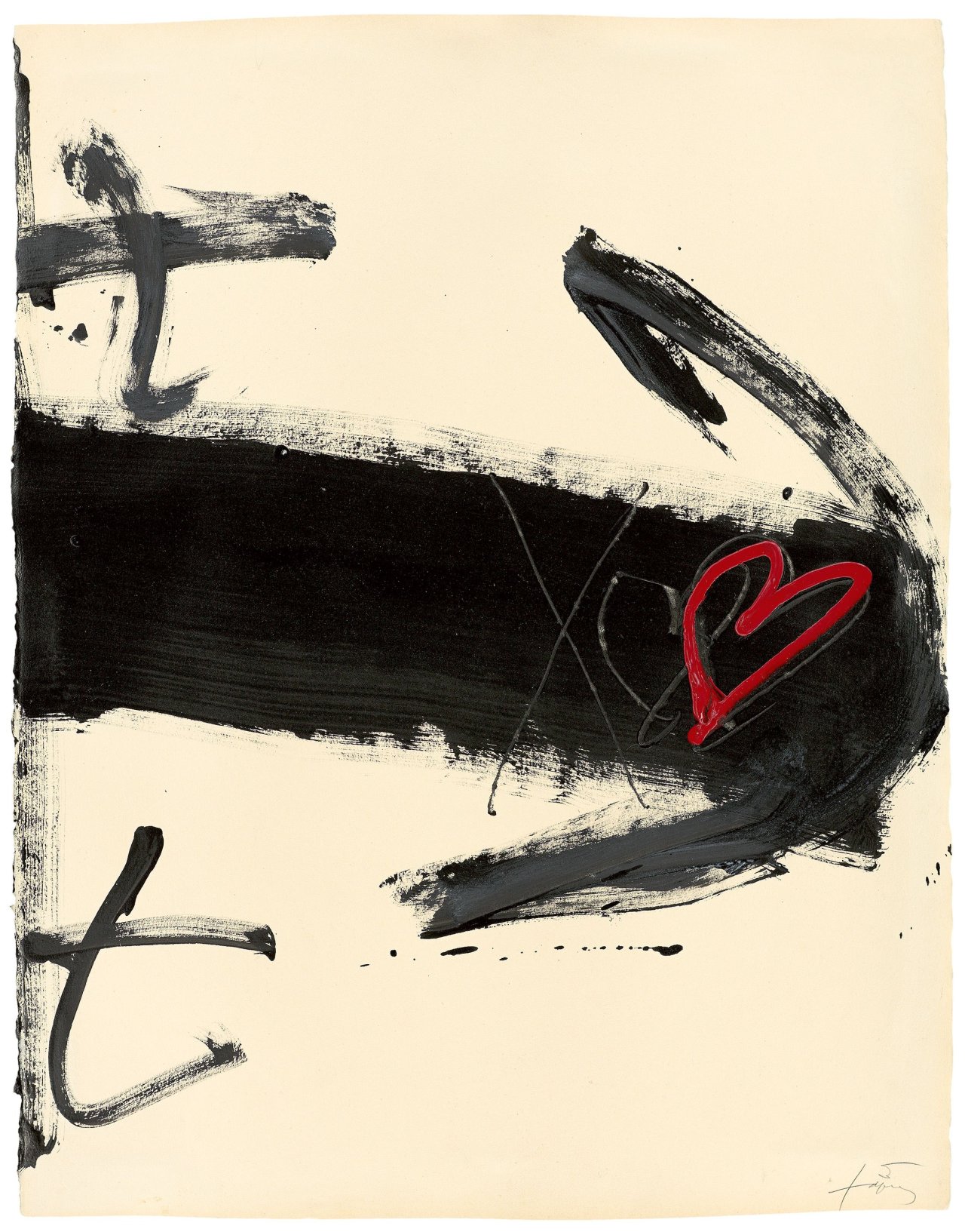 Auf diesem Bild ist das folgende Kunstwerk zu sehen: Antoni Tàpies. „Cor sobre fletxa“. 1983.