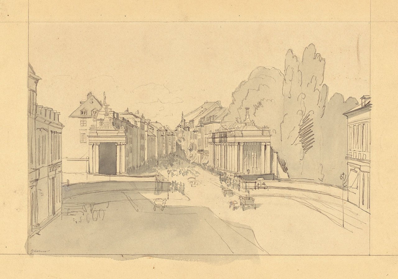 This picture shows the following artwork: Eduard Gaertner. ”Königsbrücke und Königskolonnaden mit Blick in die Königstraße” (Berlin). Circa 1832.