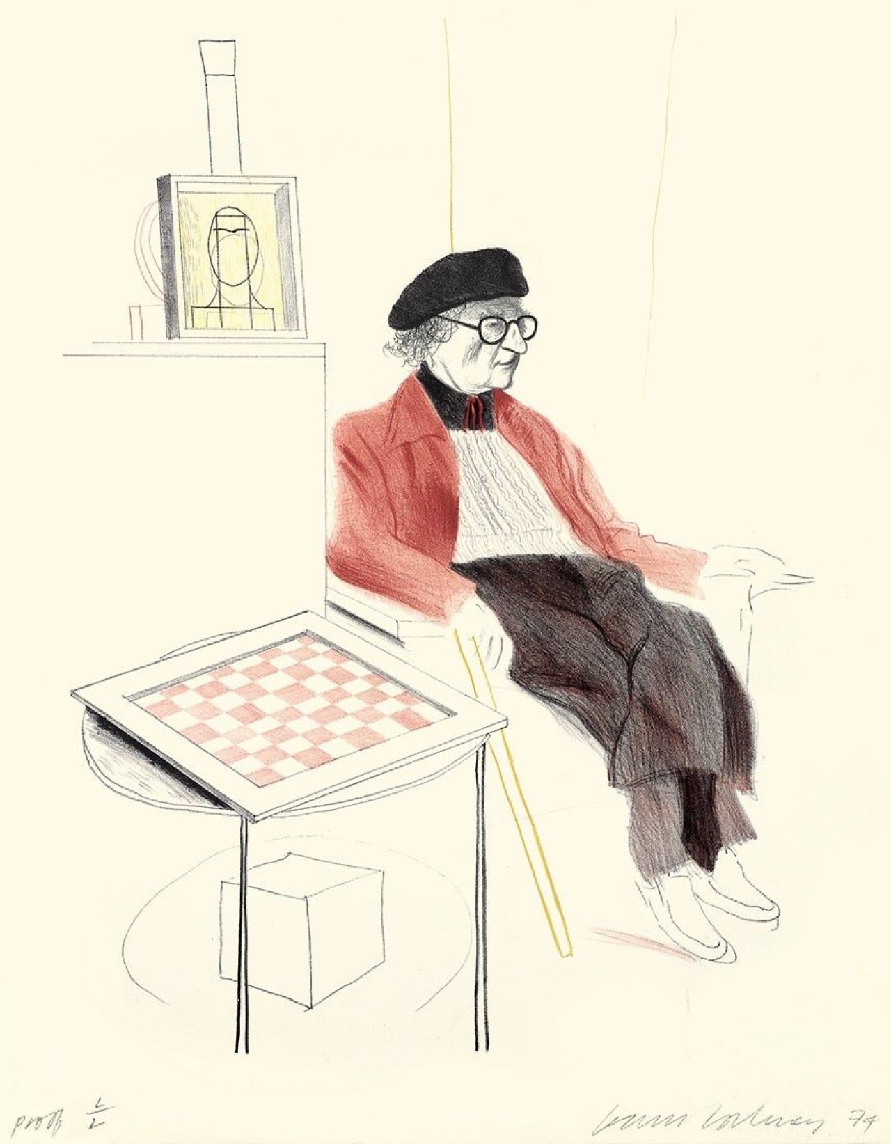 Auf diesem Bild ist das folgende Kunstwerk zu sehen: David Hockney. „Man Ray“. 1974.