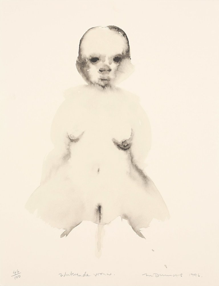 Auf diesem Bild ist das folgende Kunstwerk zu sehen: Marlene Dumas. „Waterende Vrouw“. 1996.