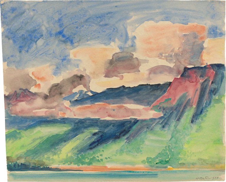 Auf diesem Bild ist das folgende Kunstwerk zu sehen: Max Pechstein. Bergstudie 6. 1924.