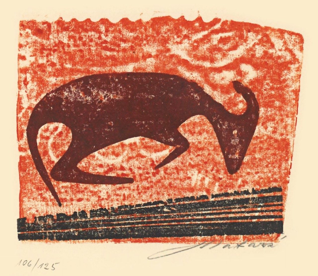 Auf diesem Bild ist das folgende Kunstwerk zu sehen: Ewald Mataré. „Liegende Kuh“. 1958.