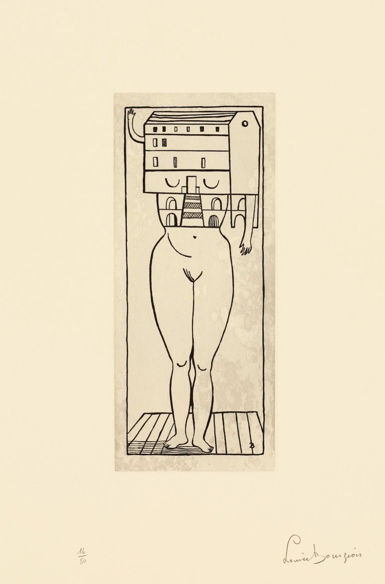 Auf diesem Bild ist das folgende Kunstwerk zu sehen: Louise Bourgeois. „Femme Maison“. 1984.