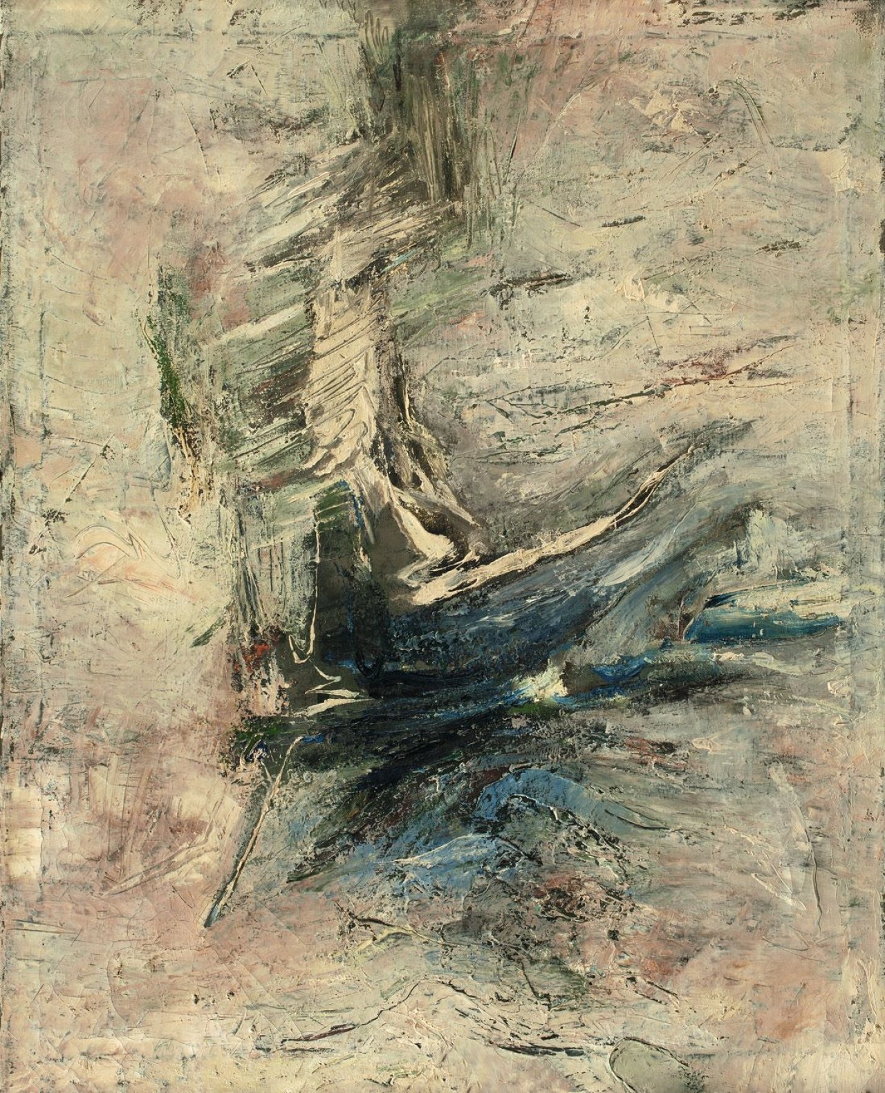 Auf diesem Bild ist das folgende Kunstwerk zu sehen: Gerhard Hoehme. „Plutonische Rot und Blau“. 1957.