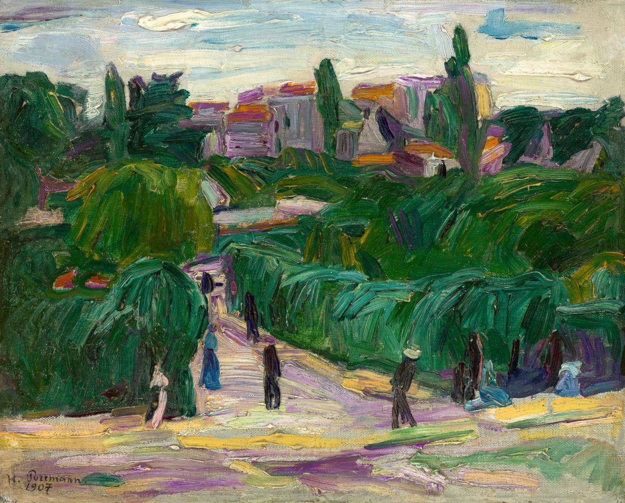 Auf diesem Bild ist das folgende Kunstwerk zu sehen: Hans Purrmann. „Park in Paris“. 1907.