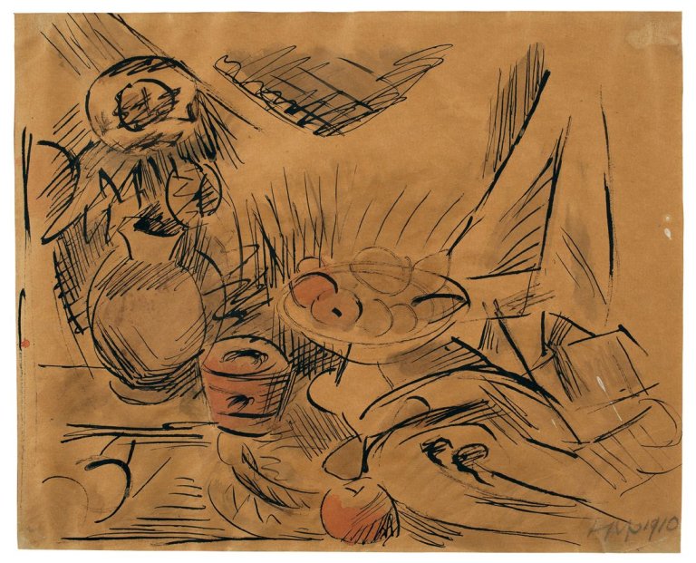 Auf diesem Bild ist das folgende Kunstwerk zu sehen: Max Pechstein. Stilleben. 1910.