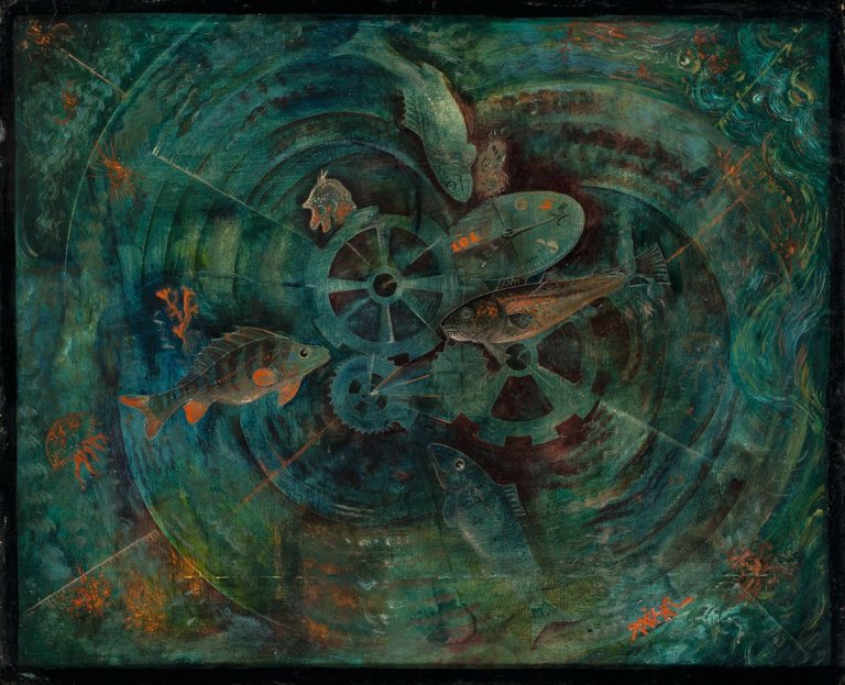 Auf diesem Bild ist das folgende Kunstwerk zu sehen: Robert Michel. „Fische“. 1922.