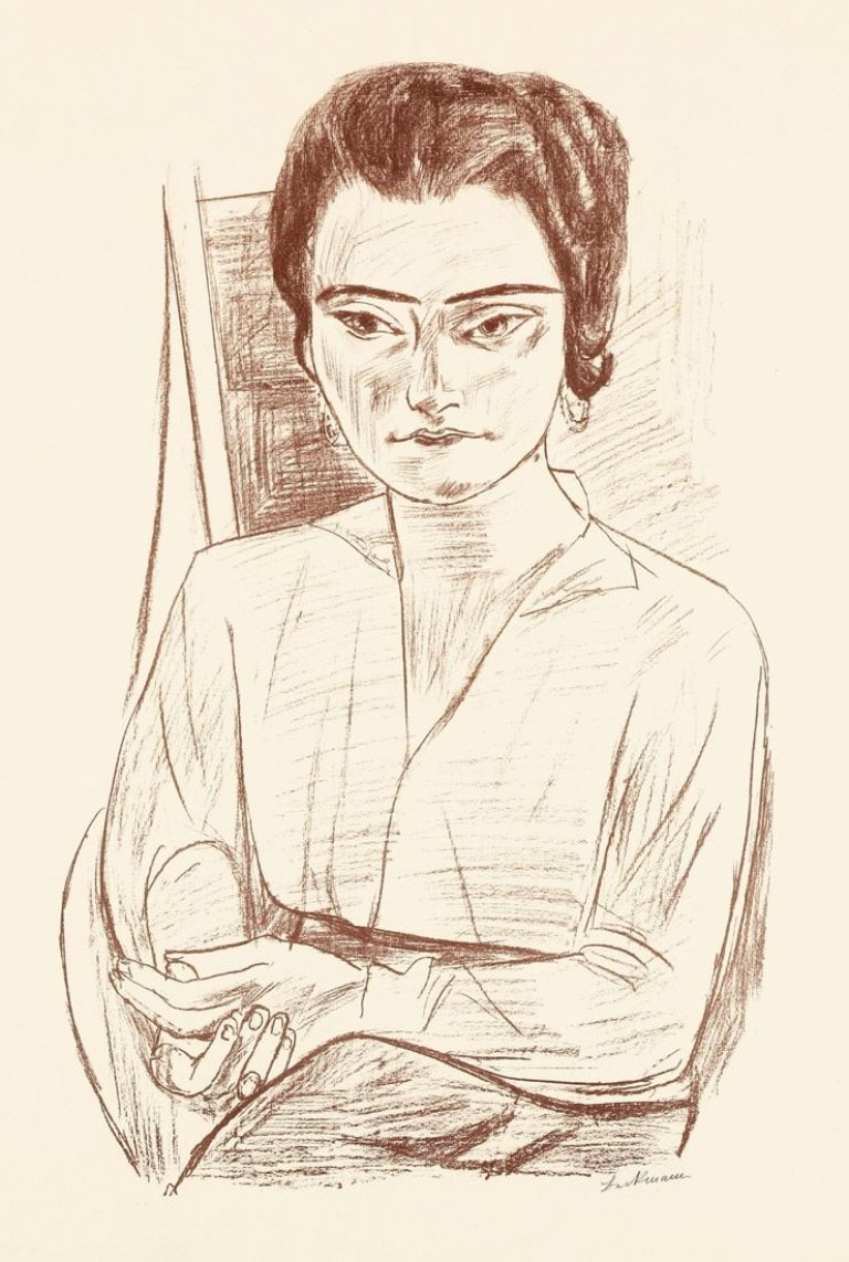 Auf diesem Bild ist das folgende Kunstwerk zu sehen: Max Beckmann. „Junge Dame (Bildnis Naila, Frau H.M.)“. 1923.