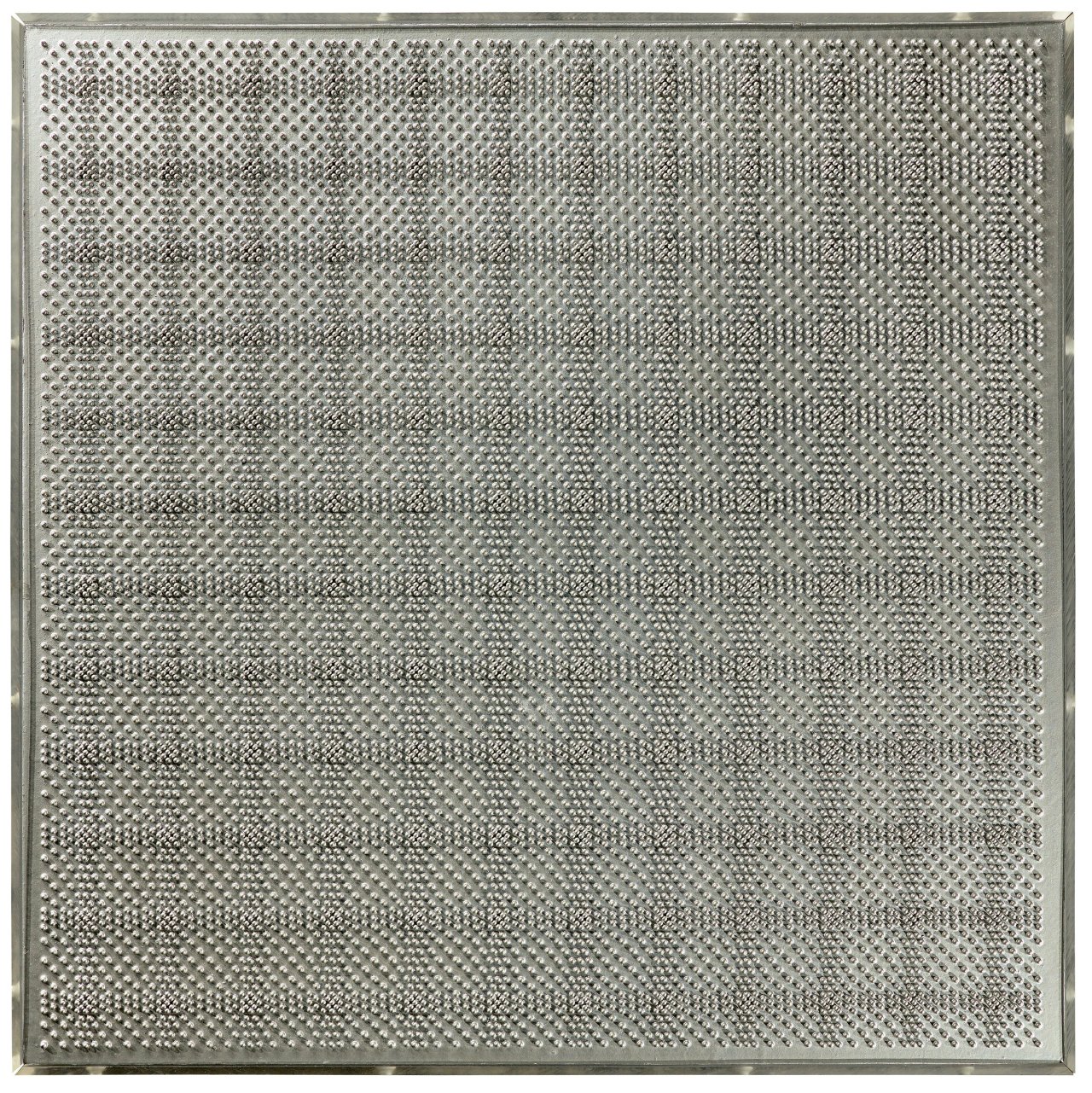 Auf diesem Bild ist das folgende Kunstwerk zu sehen: Rudolf Kämmer. Silberne Kugelstruktur „Nr. 5/1962“. 1962.