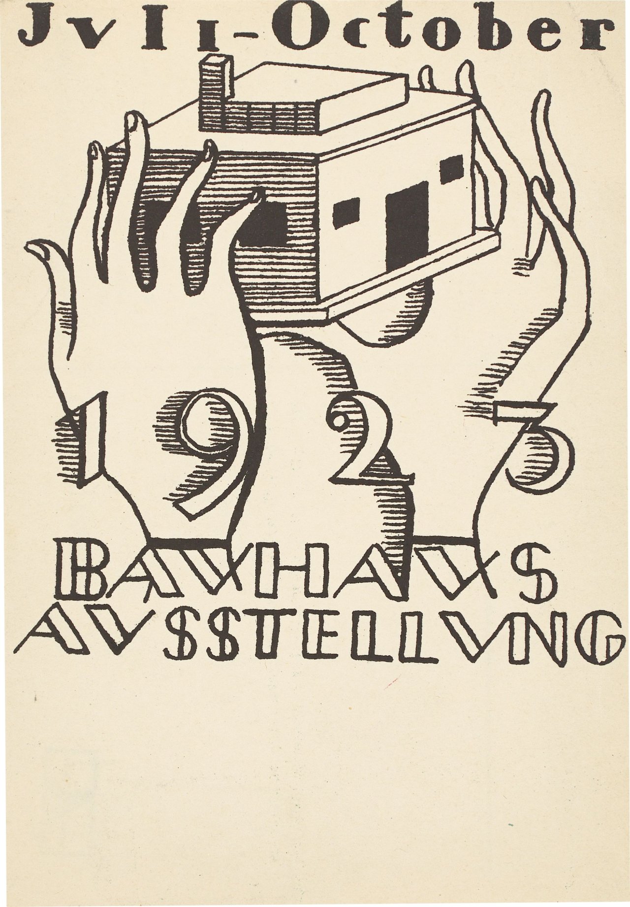 Auf diesem Bild ist das folgende Kunstwerk zu sehen: Gerhard Marcks. „Bauhauspostkarte“ (Karte zur Bauhaus Ausstellung Weimar 1923). 1923.