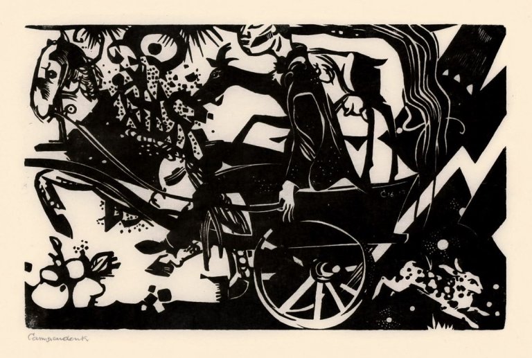 Auf diesem Bild ist das folgende Kunstwerk zu sehen: Heinrich Campendonk. „Neujahrsblatt 1916/17“. 1916.