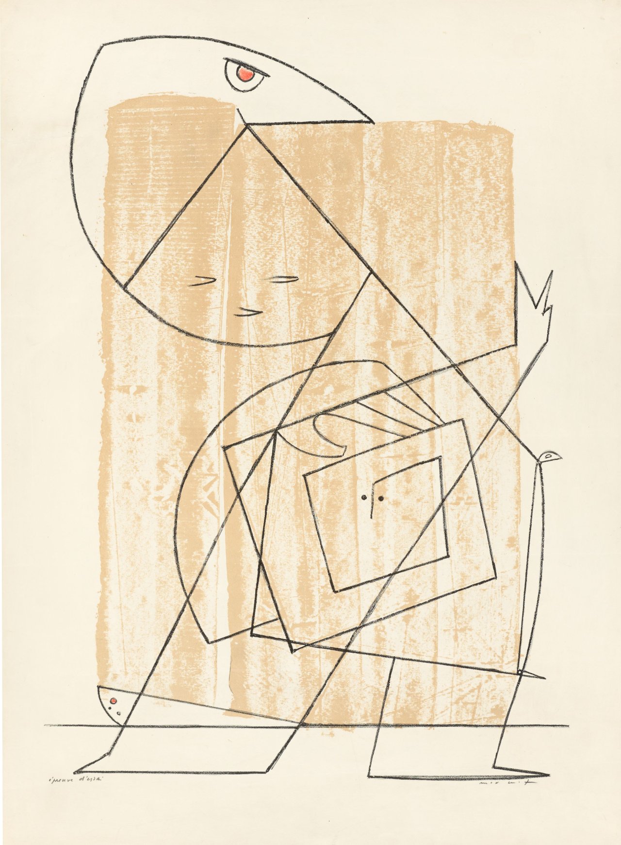 Auf diesem Bild ist das folgende Kunstwerk zu sehen: Max Ernst. „L'homme à la Lisiére de la forêt“. 1954.