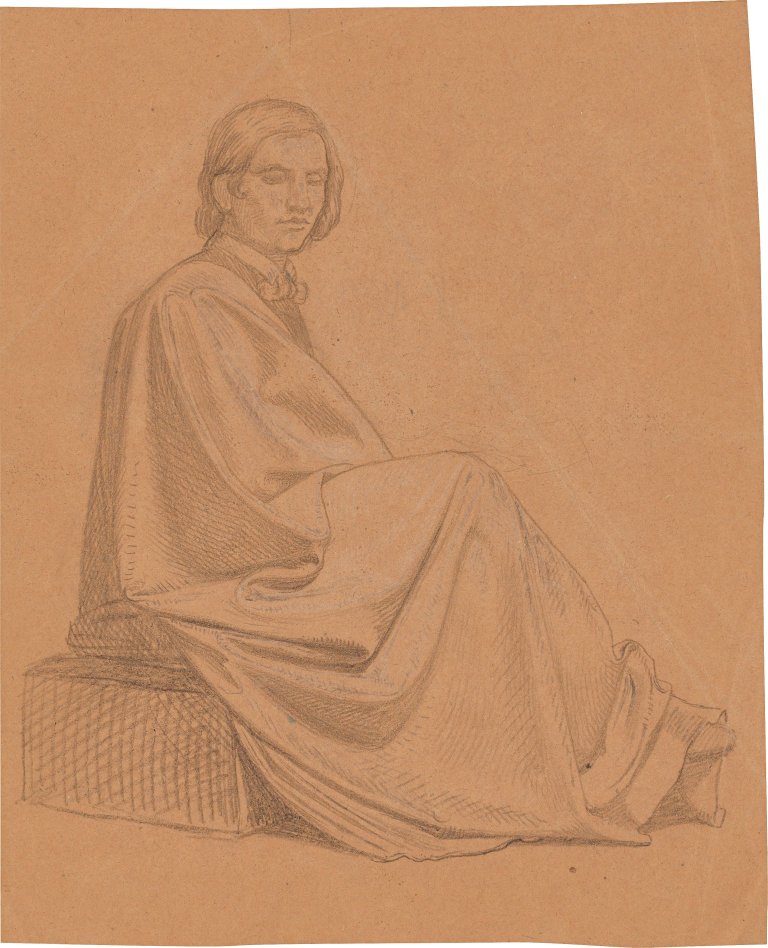 Auf diesem Bild ist das folgende Kunstwerk zu sehen:  Deutsch, um 1830. Gewandstudie.