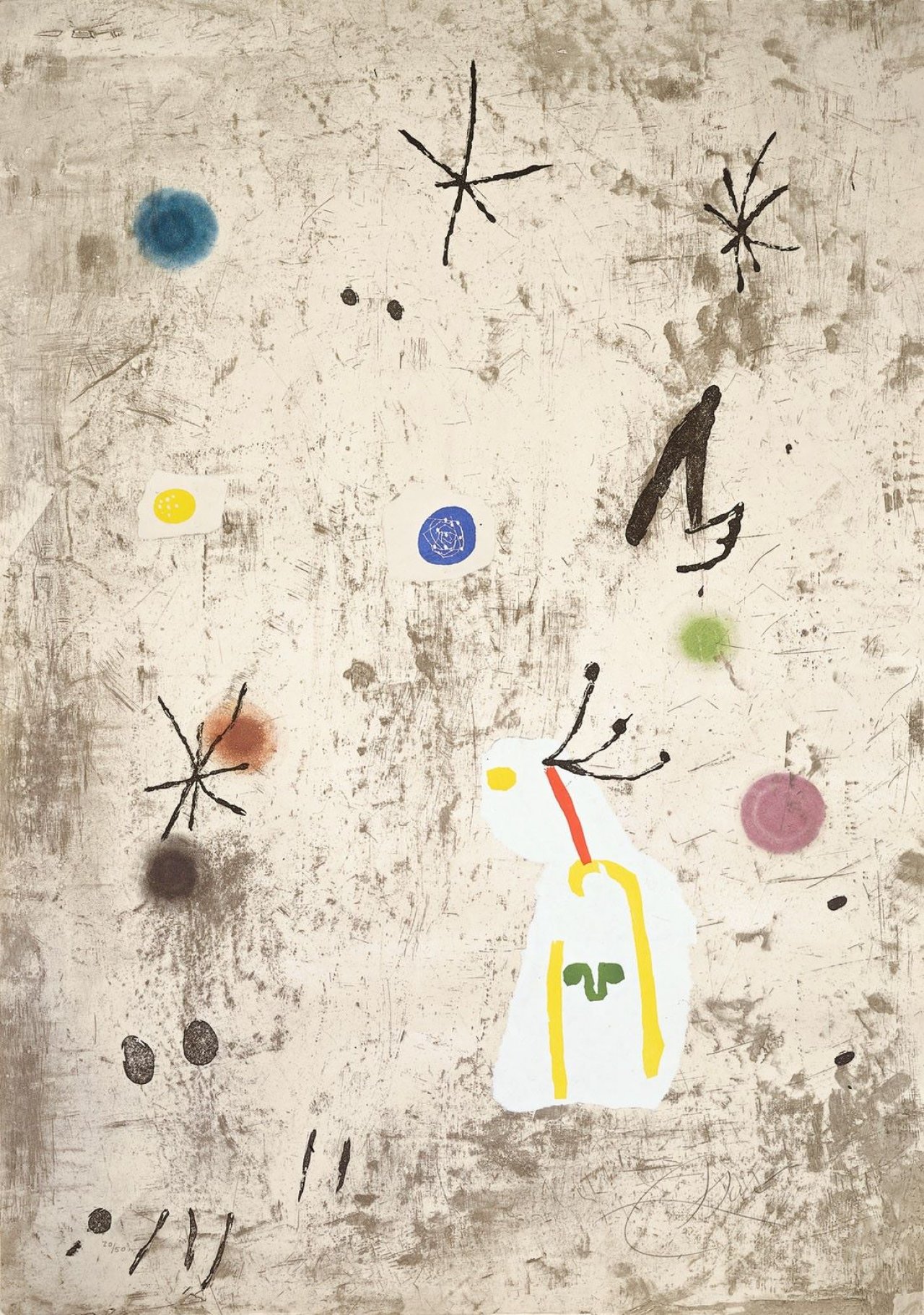 Auf diesem Bild ist das folgende Kunstwerk zu sehen: Joan Miró. „Personatge I Estels III“. 1979.