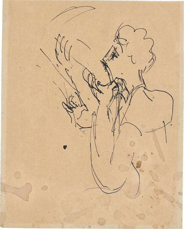 Auf diesem Bild ist das folgende Kunstwerk zu sehen: Ernst Ludwig Kirchner. „Der Geiger“. 1927.