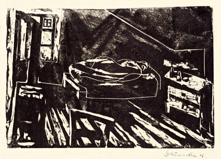 Auf diesem Bild ist das folgende Kunstwerk zu sehen: Emil Schumacher. Ohne Titel. 1946.