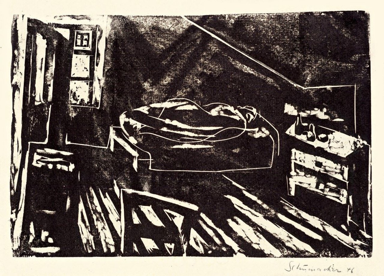 This picture shows the following artwork: Emil Schumacher. Untitled. 1946.