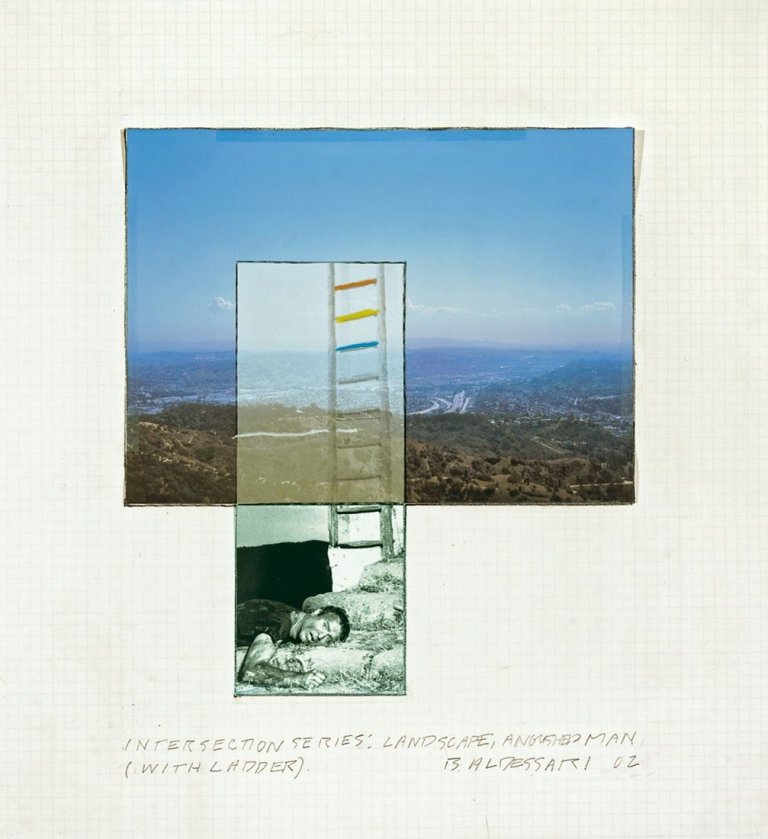 Auf diesem Bild ist das folgende Kunstwerk zu sehen: John Baldessari. „Intersection Series: Landscape, Anguished Man (with ladder)“. 2002.