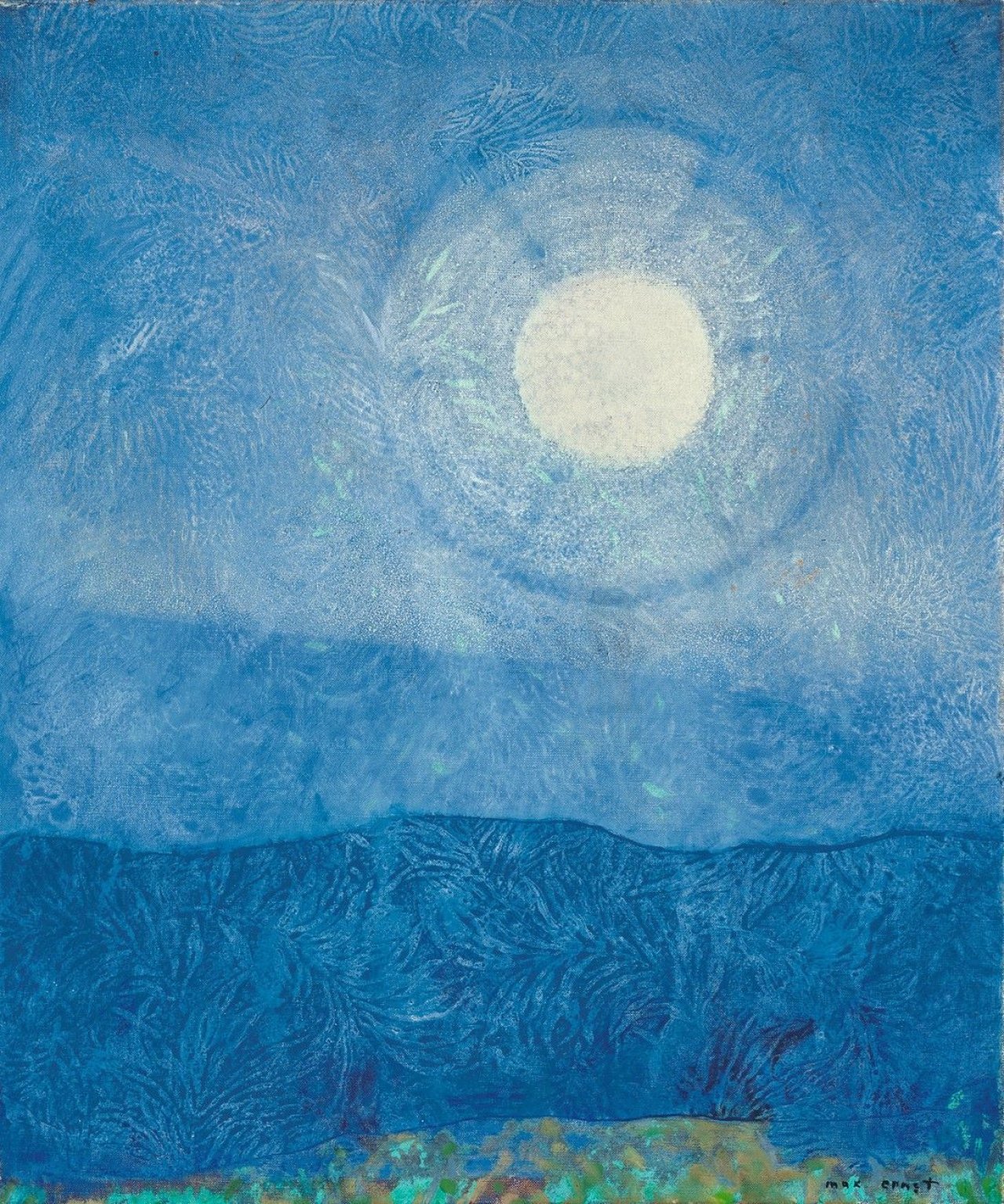 Auf diesem Bild ist das folgende Kunstwerk zu sehen: Max Ernst. „Ein Mond ist guter Dinge“. 1960.