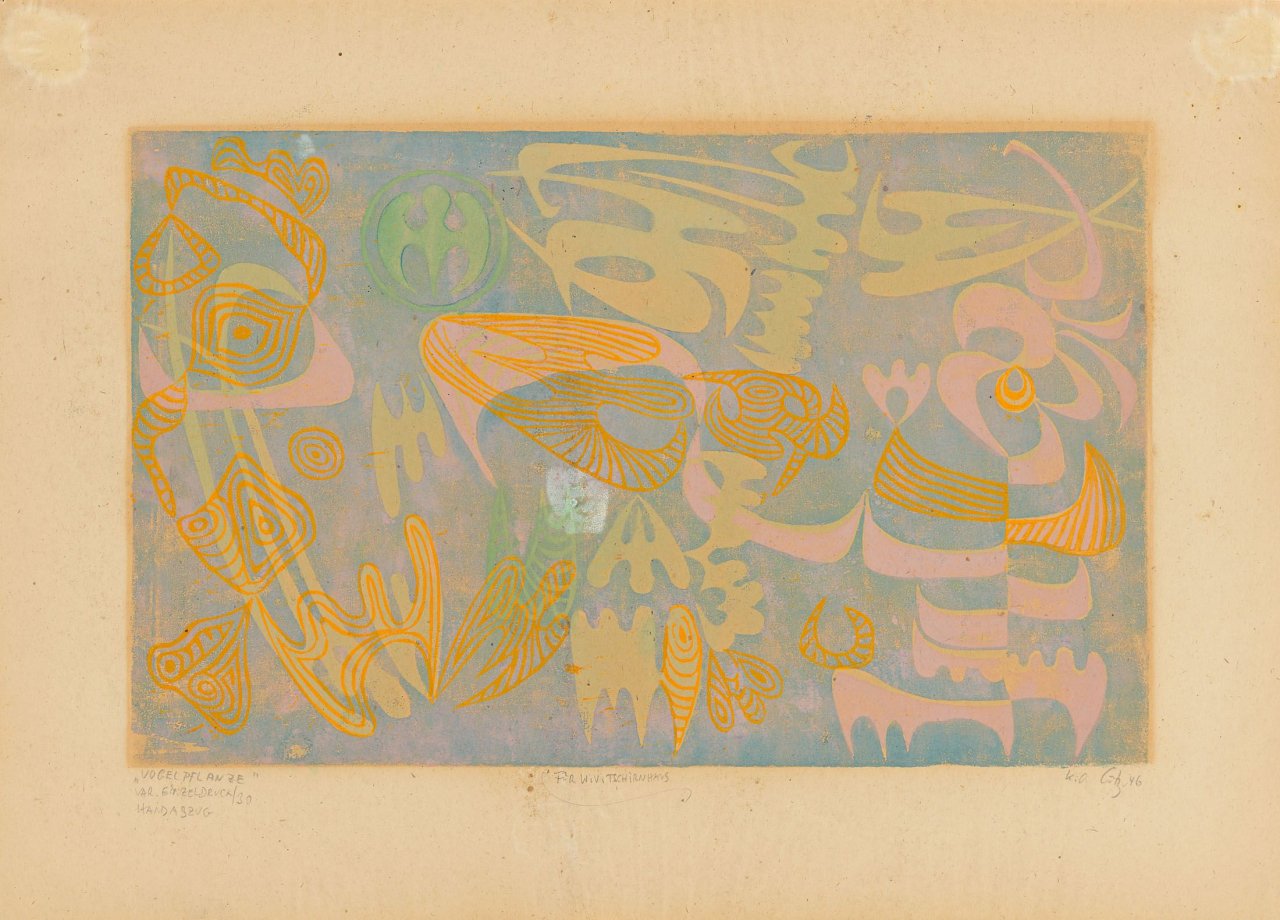 Auf diesem Bild ist das folgende Kunstwerk zu sehen: Karl Otto Götz. „VOGELPFLANZE“. 1946.