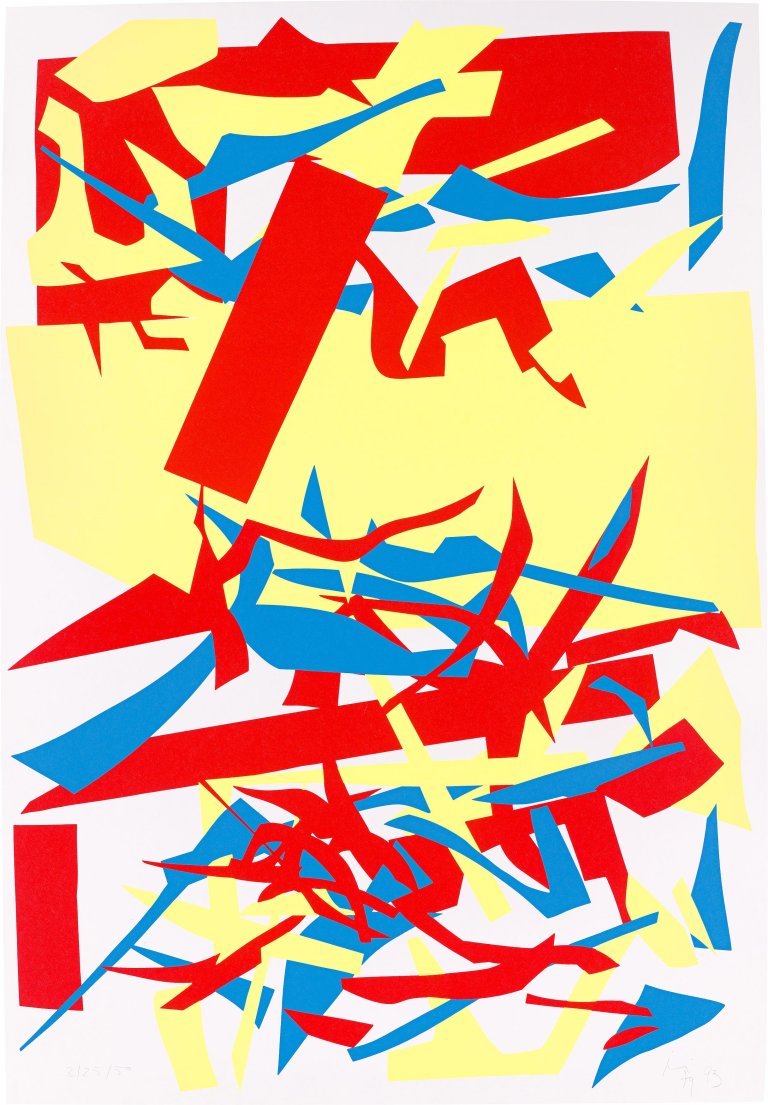 Auf diesem Bild ist das folgende Kunstwerk zu sehen: Imi Knoebel. Aus: „Rot, Gelb, Blau“. 1979/93.