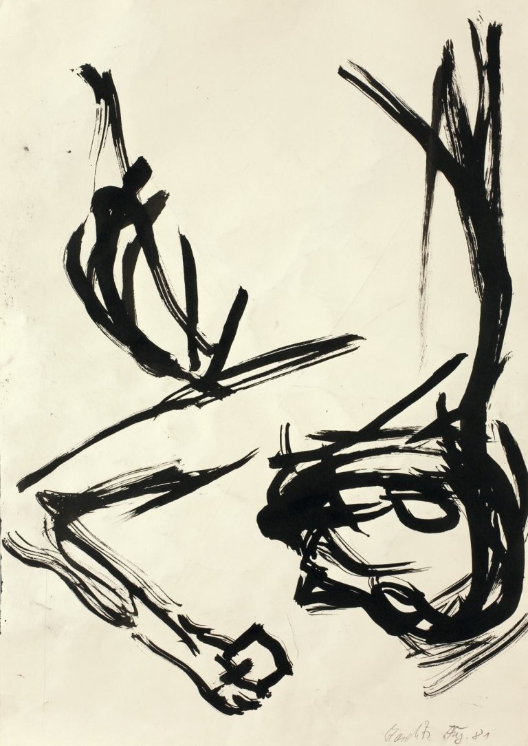 Auf diesem Bild ist das folgende Kunstwerk zu sehen: Georg Baselitz. Ohne Titel (Trinker). 1981.