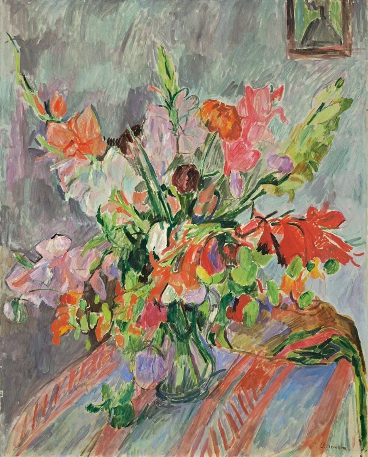 This picture shows the following artwork: Hans Purrmann. „Gladiolenstrauss“. 1920.