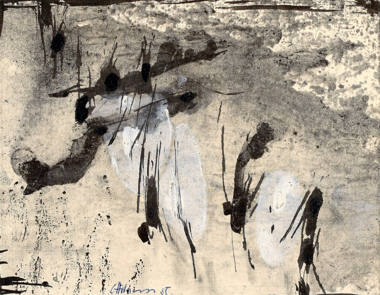 Auf diesem Bild ist das folgende Kunstwerk zu sehen: Gerhard Hoehme. Ohne Titel. 1955.