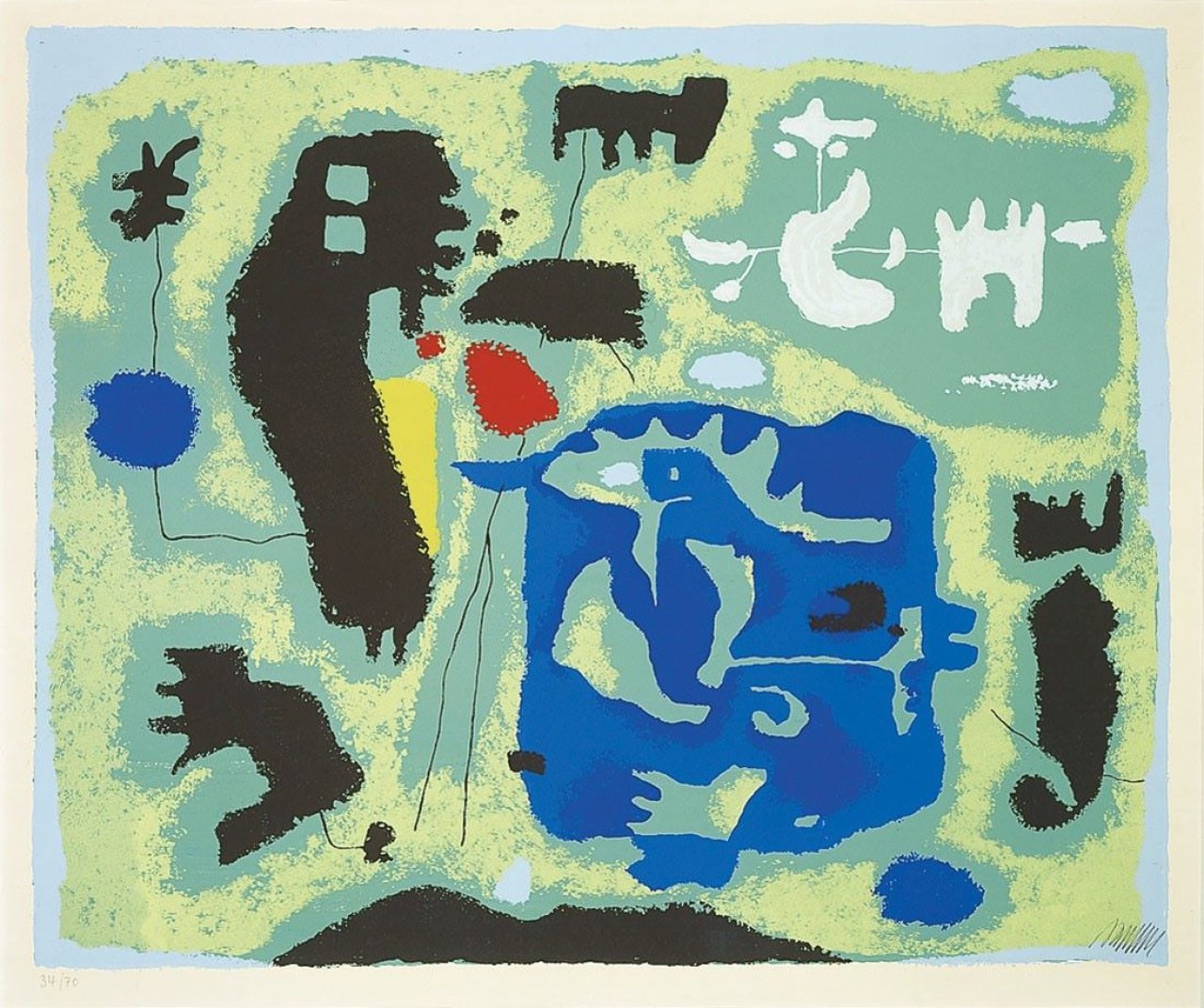 Auf diesem Bild ist das folgende Kunstwerk zu sehen: Willi Baumeister. „Grün - Komposition in Grün“. 1954.