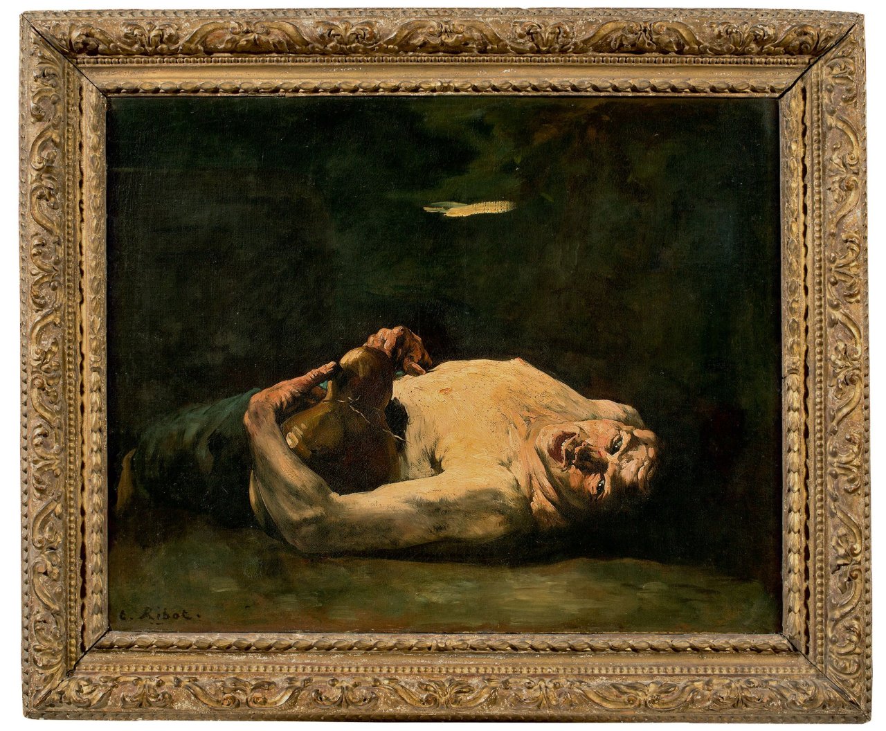 Auf diesem Bild ist das folgende Kunstwerk zu sehen: Théodule Ribot. La gourde vide (Die leere Flasche). Um 1876/81.