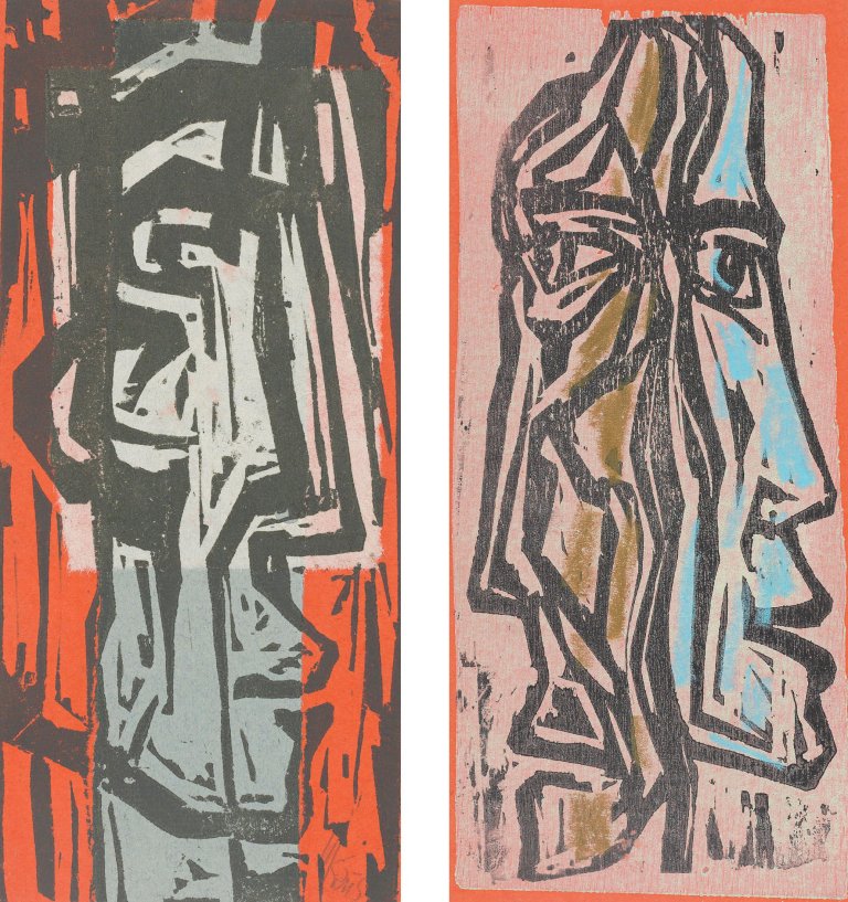 Auf diesem Bild ist das folgende Kunstwerk zu sehen: Max Kaus. „Attischer Kopf“ / „Attischer Kopf nach rechts“ / „Januskopf“. 1964 / 1965 / 1966.
