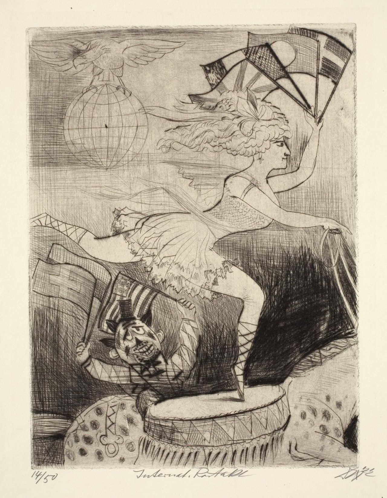 Auf diesem Bild ist das folgende Kunstwerk zu sehen: Otto Dix. „Internationaler Reitakt“. 1922.