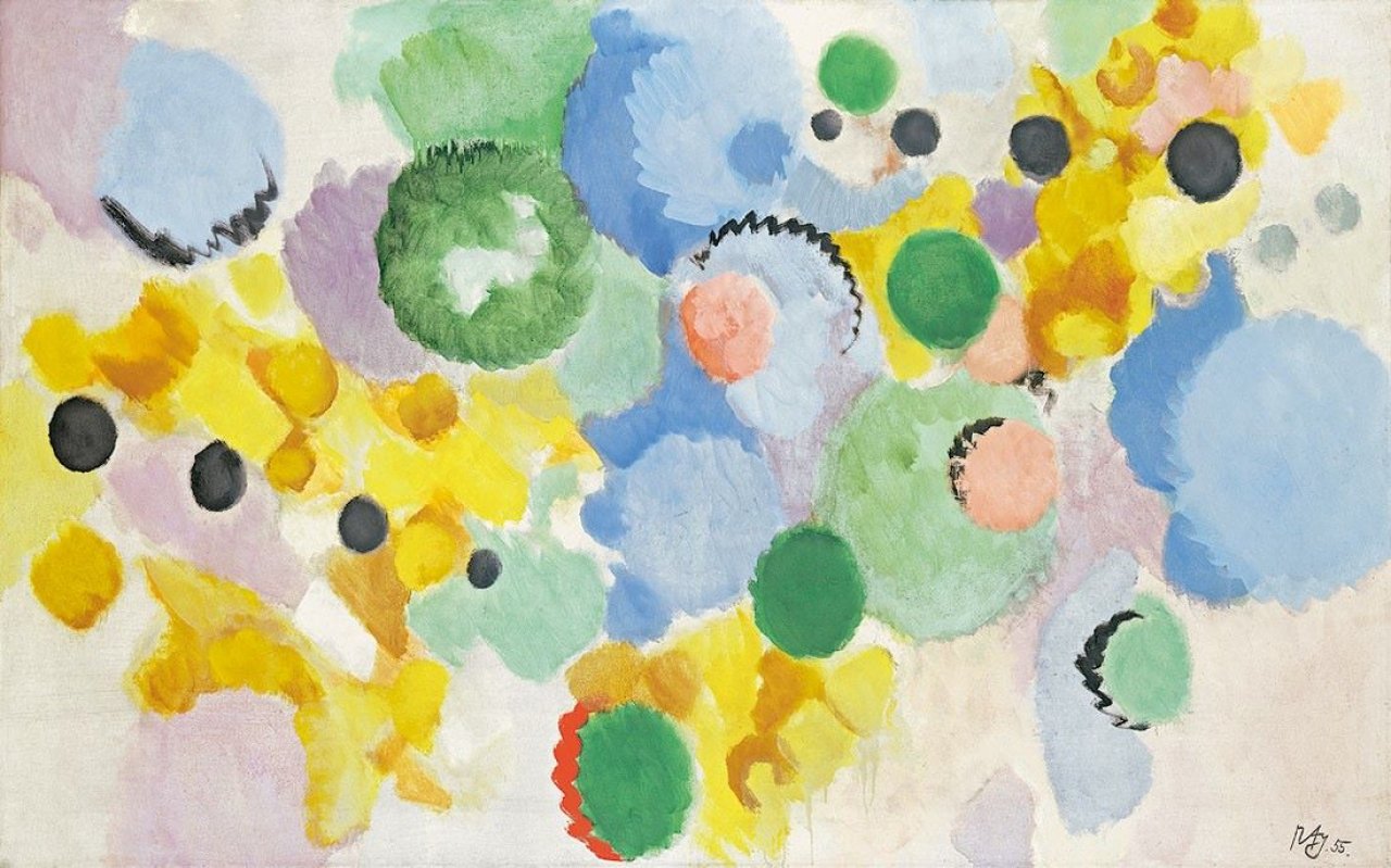 Auf diesem Bild ist das folgende Kunstwerk zu sehen: Ernst Wilhelm Nay. „Gelbe Sphäre“. 1955.