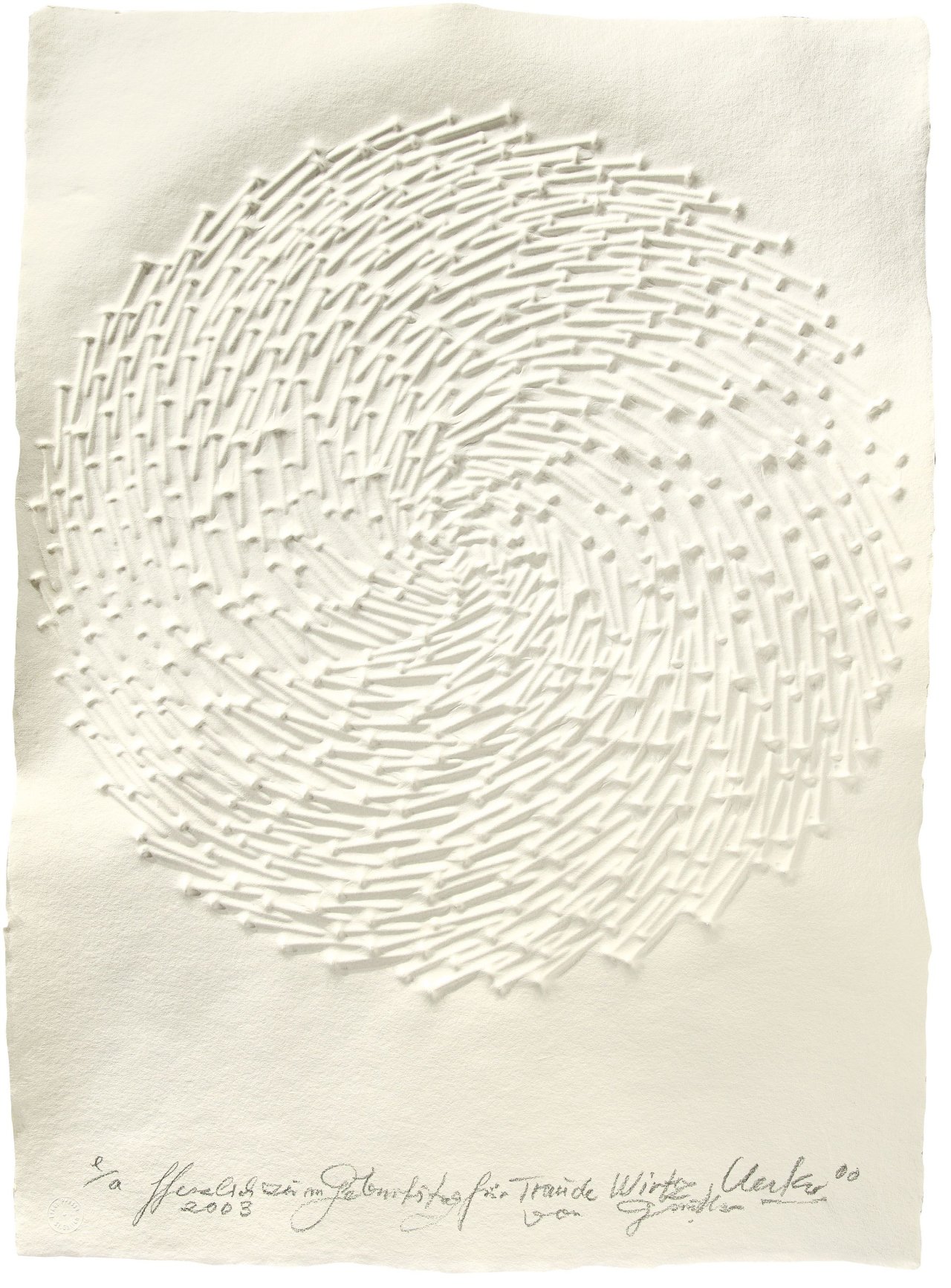 Auf diesem Bild ist das folgende Kunstwerk zu sehen: Günther Uecker. Ohne Titel. 2000.