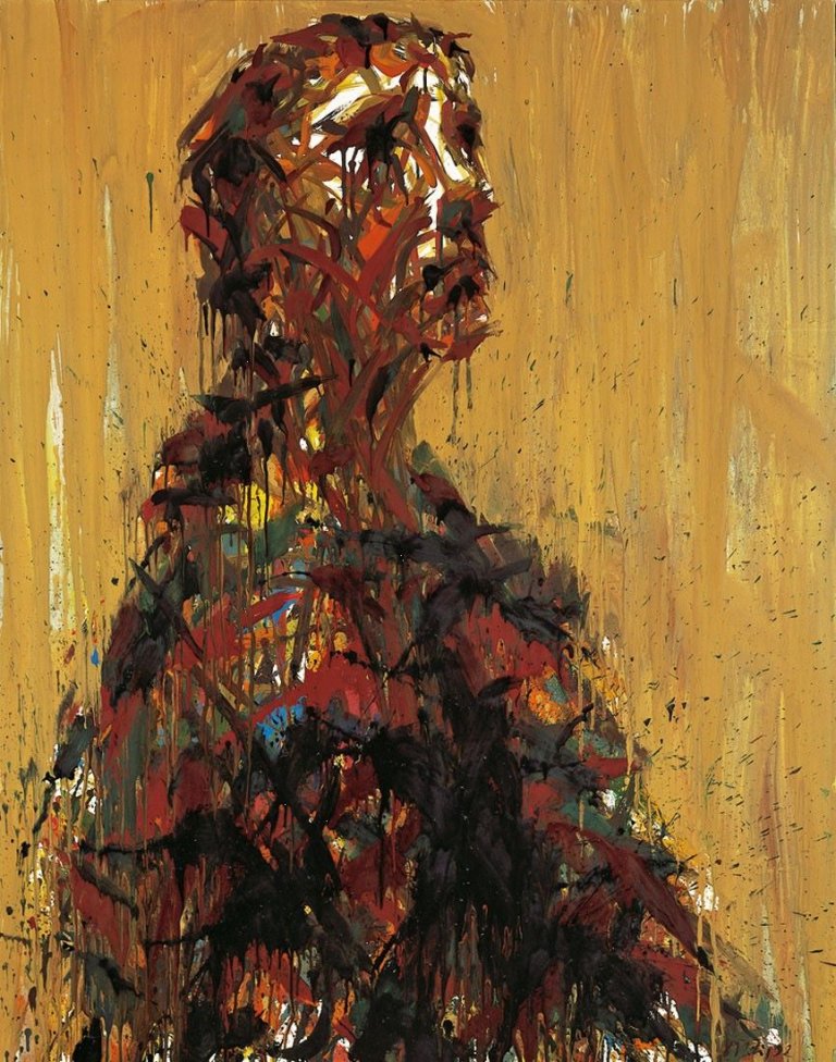 Auf diesem Bild ist das folgende Kunstwerk zu sehen: Max Uhlig. „Bildnis F.U. (seitlich nach rechts)“. 1992.