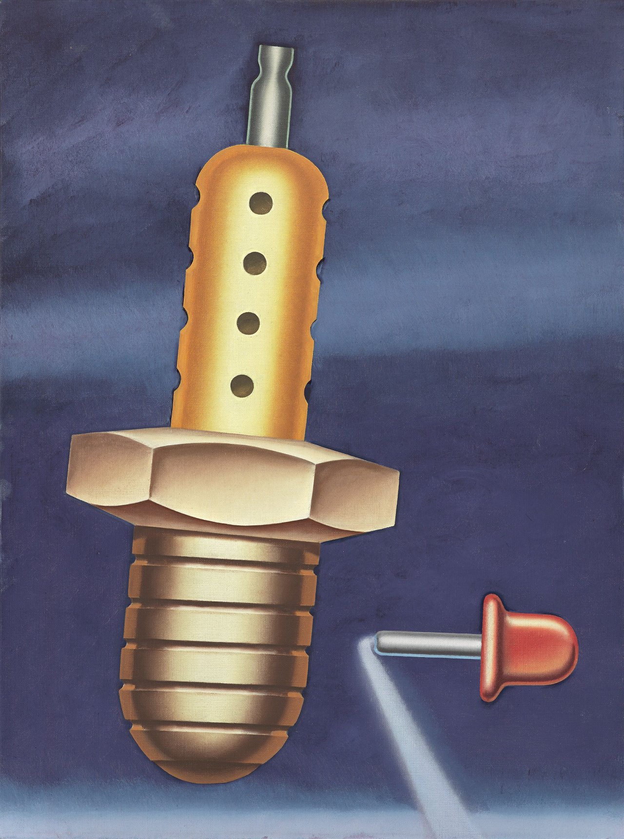 Auf diesem Bild ist das folgende Kunstwerk zu sehen: Konrad Klapheck. Der Traum vom Fliegen. 1988.