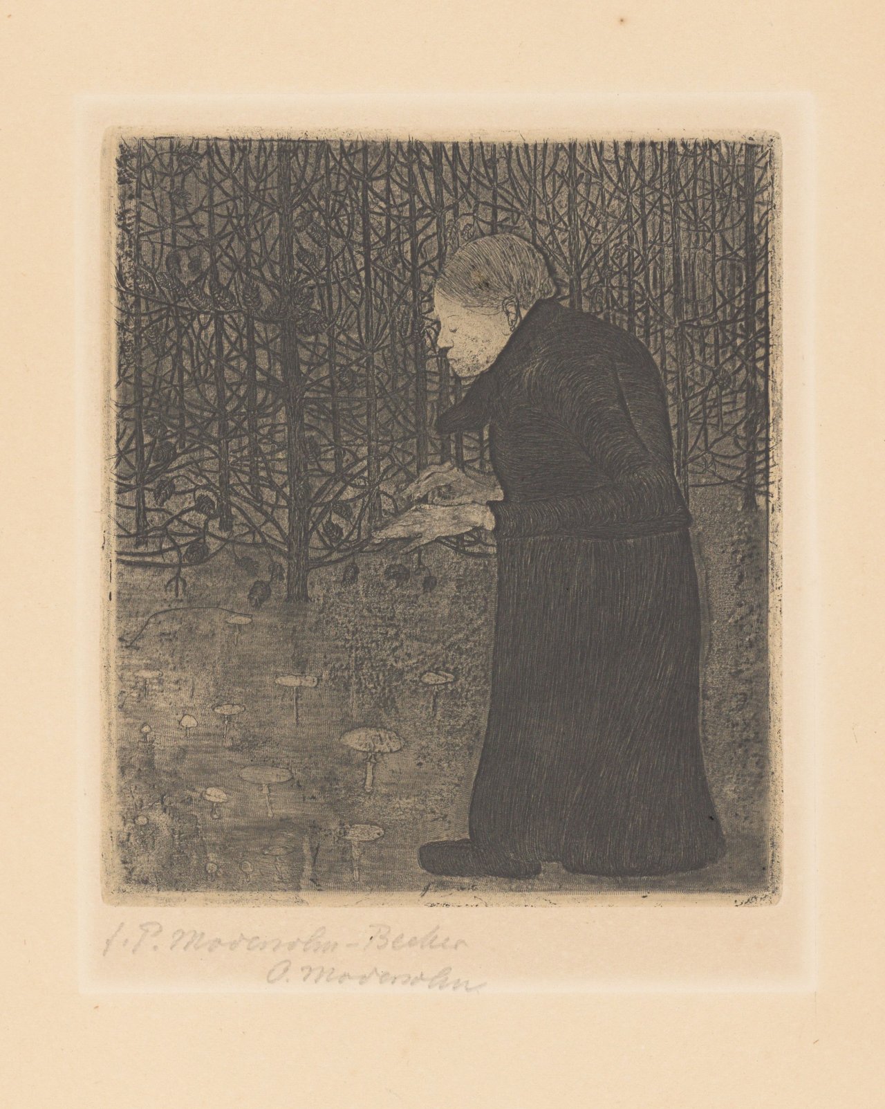 This picture shows the following artwork: Paula Modersohn-Becker. „Blinde Frau im Walde“. Circa 1900.