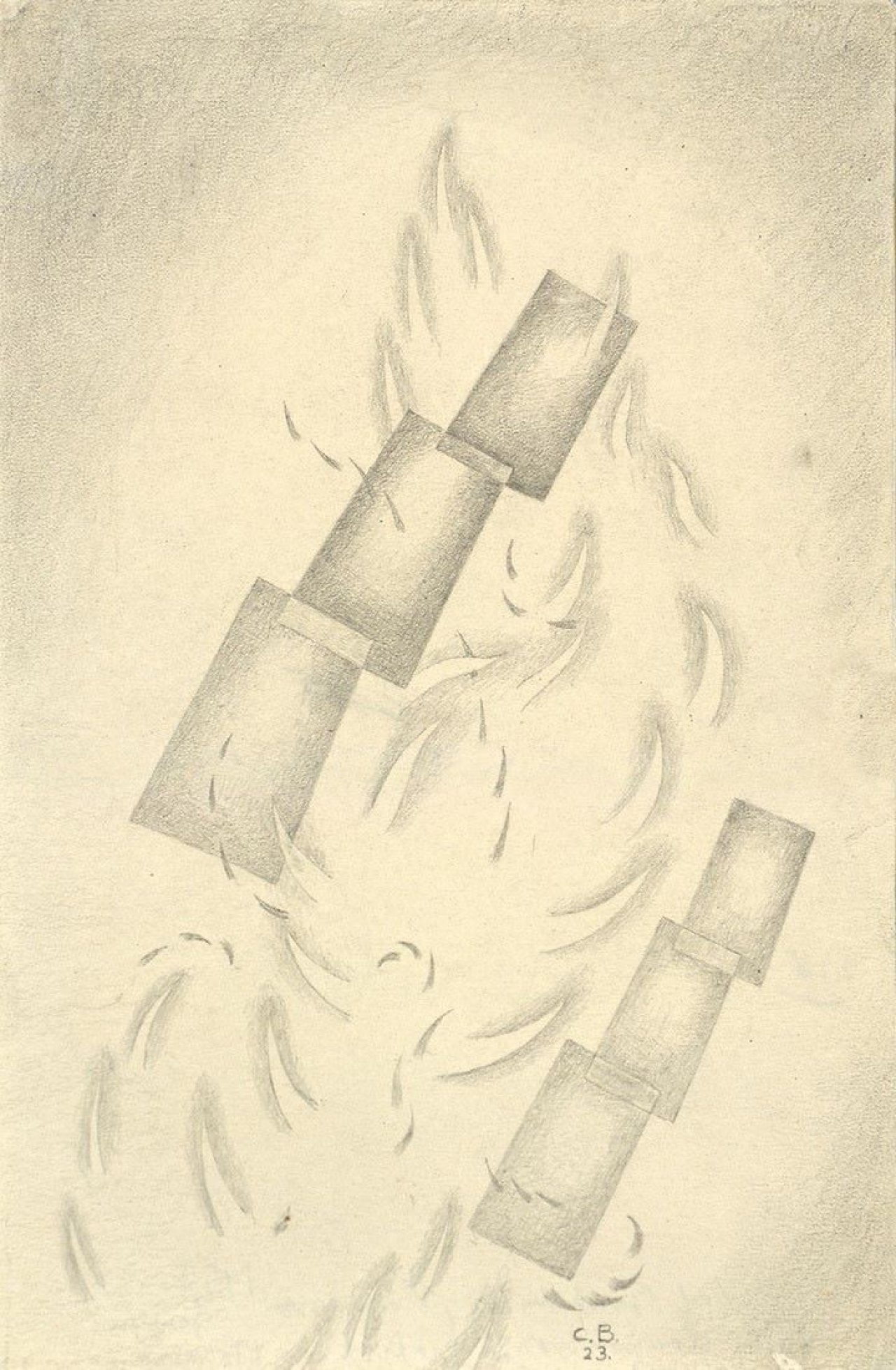 Auf diesem Bild ist das folgende Kunstwerk zu sehen: Carl Buchheister. „Komposition Variation von 4 Formengruppen III“. 1923.