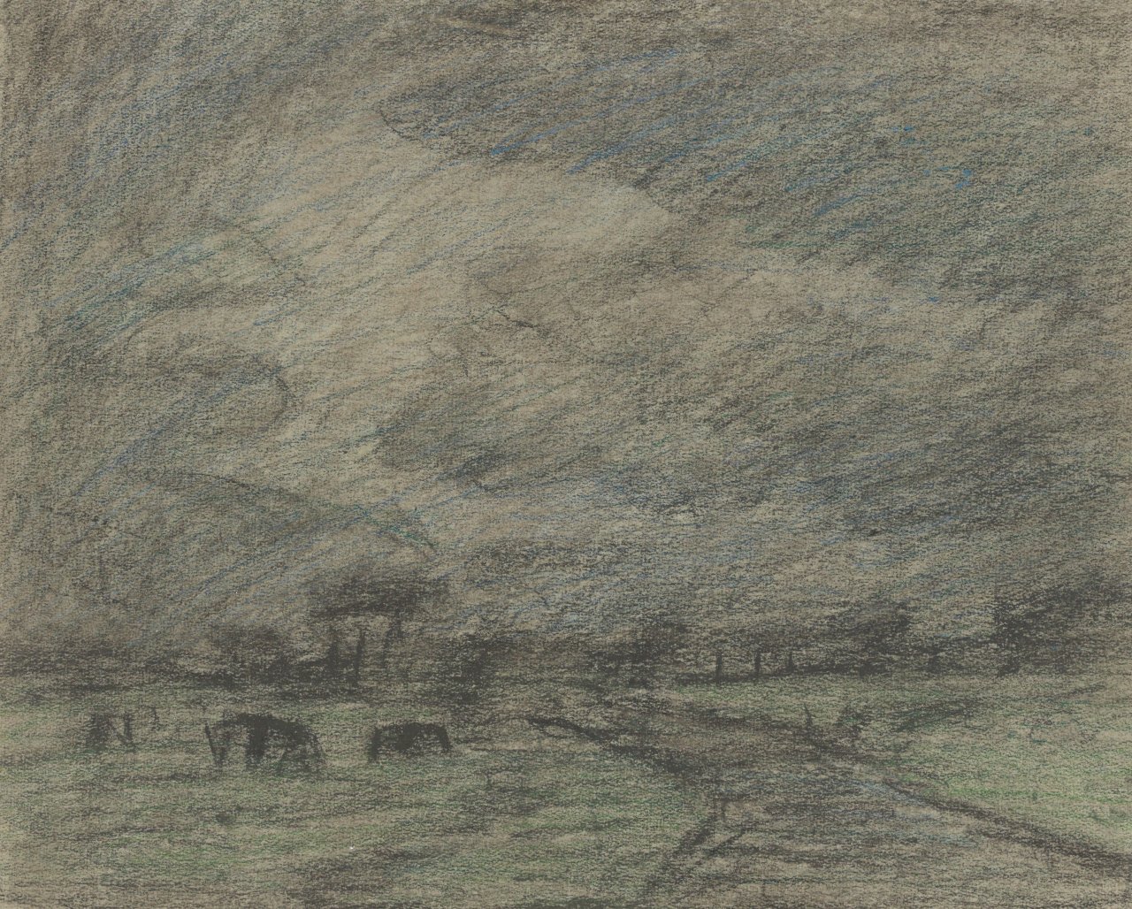 Auf diesem Bild ist das folgende Kunstwerk zu sehen: Otto Modersohn. „Mondnacht über den Wümmeweiden“. Um 1940.