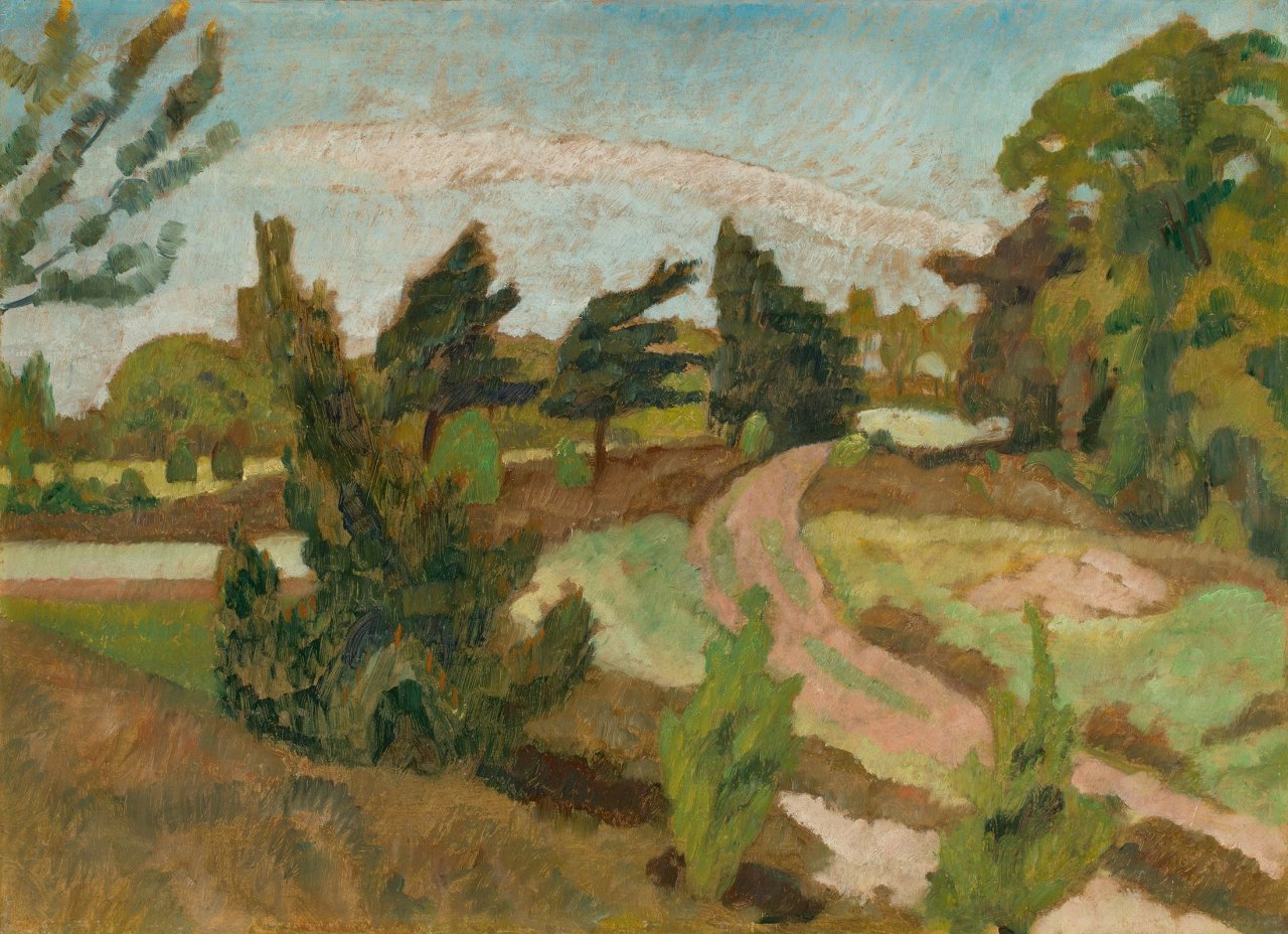 Auf diesem Bild ist das folgende Kunstwerk zu sehen: Otto Modersohn. „Weg in der Surheide“. Um 1922.